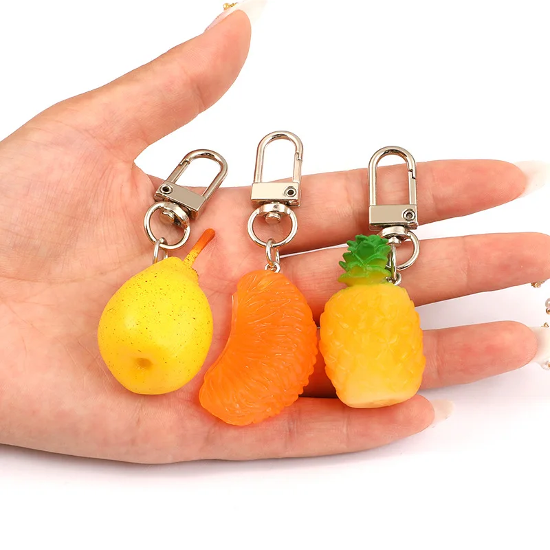 Free Shipping Simulation Fruit Vegetables Keychain 3D Resin Chain Holder Charm Trinket Bag Headset Ring Accessories Gifs | Украшения и
