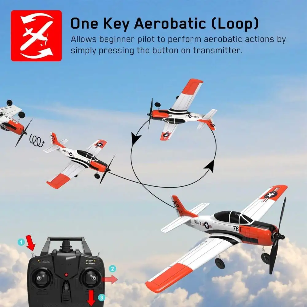 Новый продукт! VOLANTEXRC T-28 400 мм 4CH RC Самолет Warbird со стабилизатором Xpilot/однокнопочный