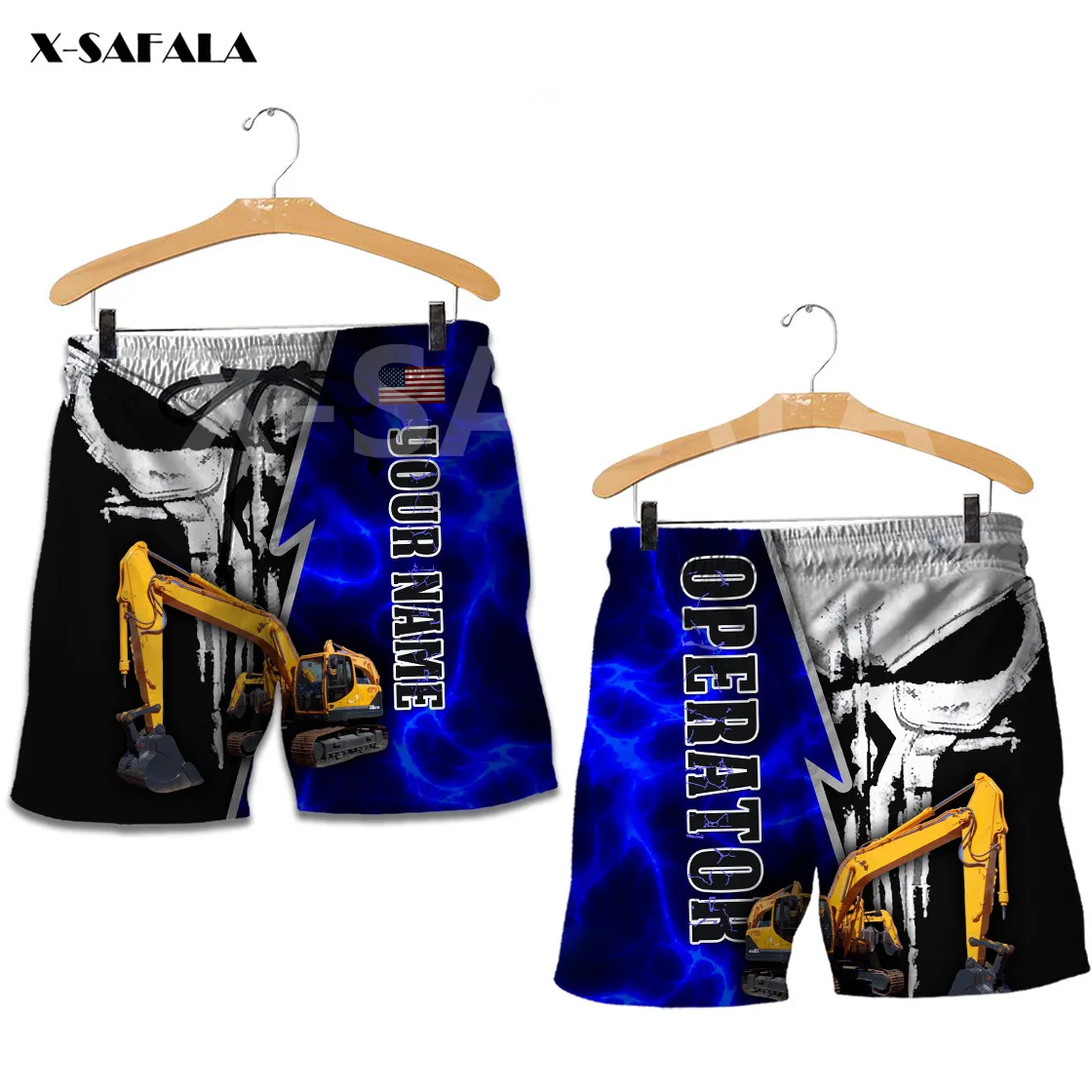

Excavator Flame Job 3D All Full Printed Man Women Shorts Street Wear Elastic Waist Summer Beach Harajuku Casual Drawstring