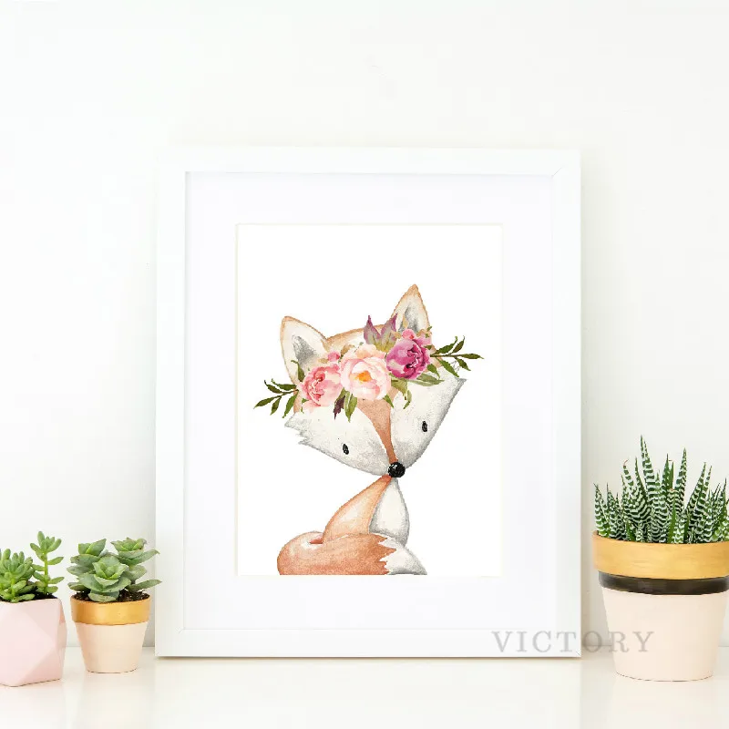 Настенная картина в стиле бохо с изображением розовых пионов леса животных