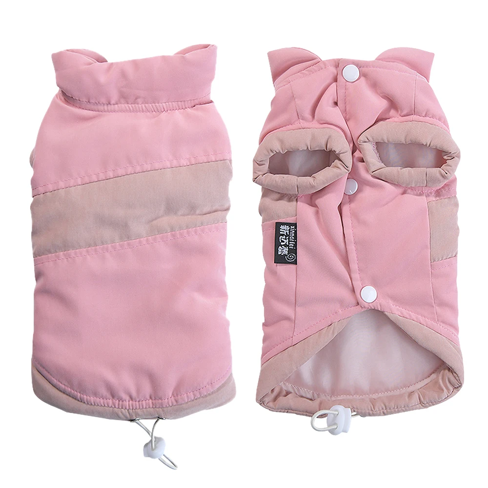 Warm Large Dog Clothes Winter Pet Dog Jacket Coat For Medium Large Dogs Pets Clothing Vest For French Bulldog Pug Outfit XL-5XL - Цвет: Розовый