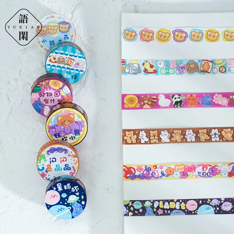 

1Pcs Cute Cartoon Bear Washi Tape Masking Tape Diary Scrapbooking Notebook DIY Decorative Stationery Supplies Handmade Material