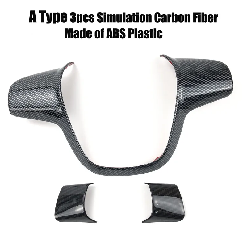A Type Carbon 3pcs 1pcs For Ford Focus 3 MK3(2012-)/For KUGA 2013- accessories Car styling steering wheel trim cover sticker decoration - Color Name: A Type Carbon 3pcs