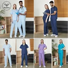 Костюм унисекс для ухода за домашними животными, комбинезон, медицинский, женский, топ + штаны с V-образным вырезом, многоцветный, больничный, медицинский комбинезон, новинка