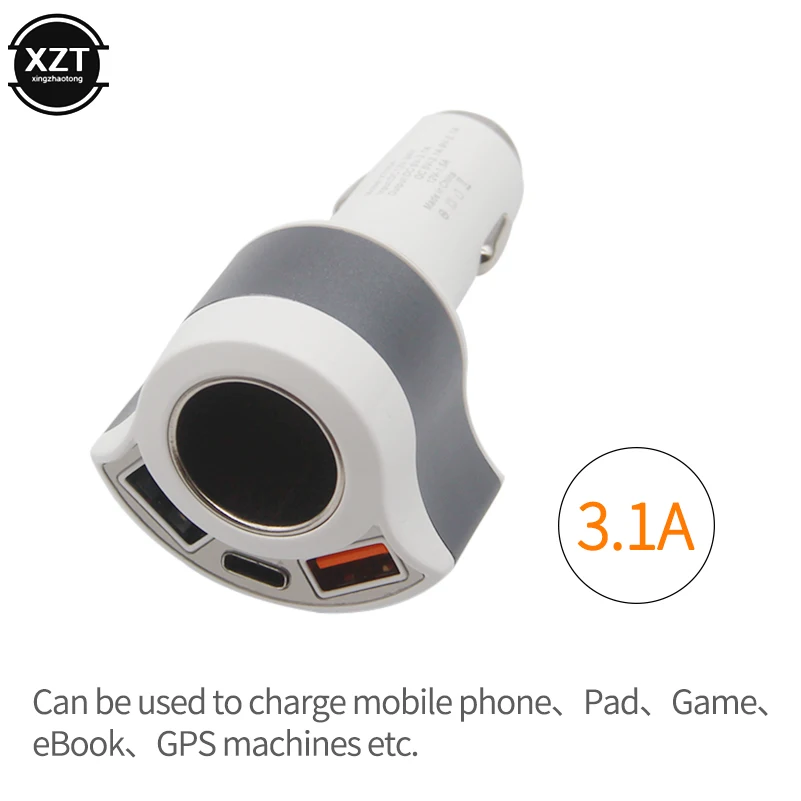 Автомобильное зарядное устройство QC3.0 Быстрая зарядка USB Тип C мобильный телефон 3