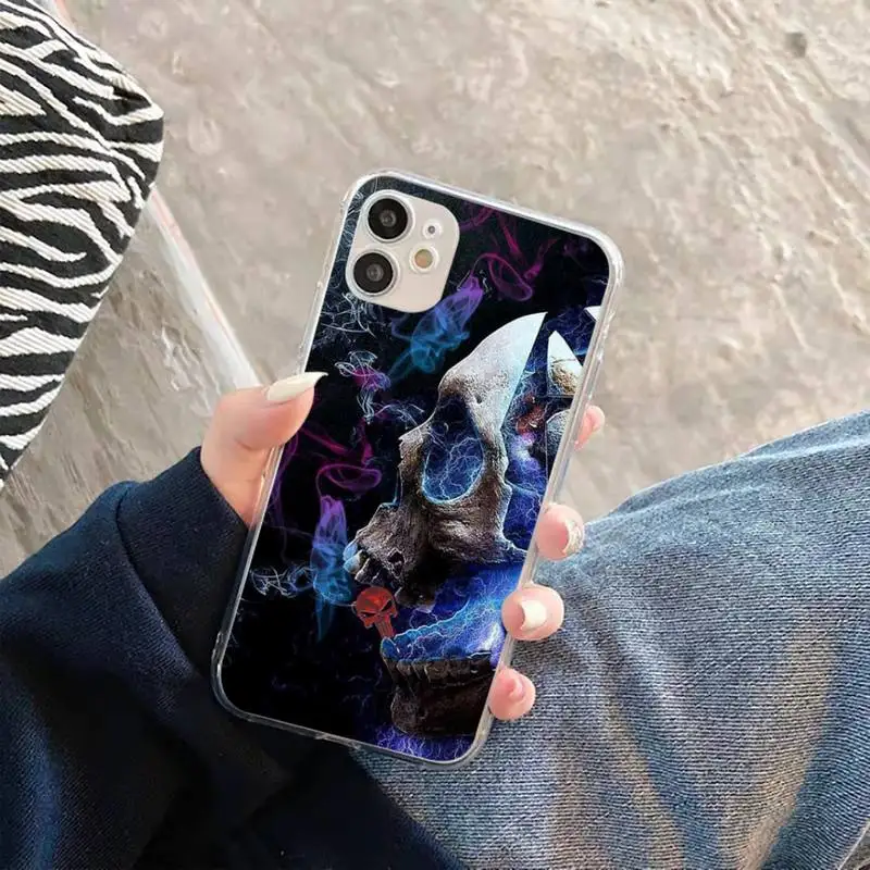 

Skull tide avant-garde rock Phone Case Transparent for iPhone 11 12 mini pro XS MAX 8 7 6 6S Plus X 5S SE 2020 XR
