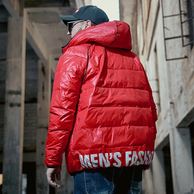 Большой Модный корейский мужской пуховик зимнее пальто для мужчин 90% белый на