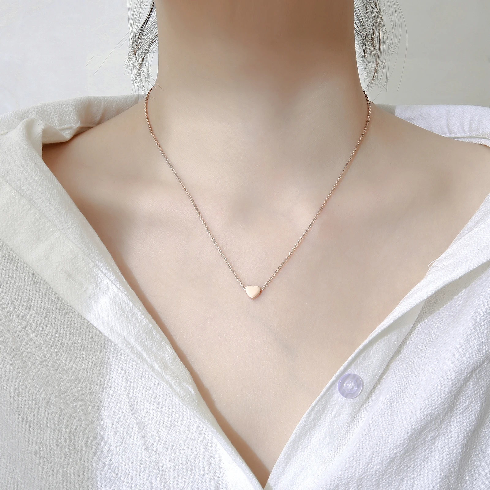 Простой трендовый Сердце ожерелье длиной до ключиц с подвесками маленькое