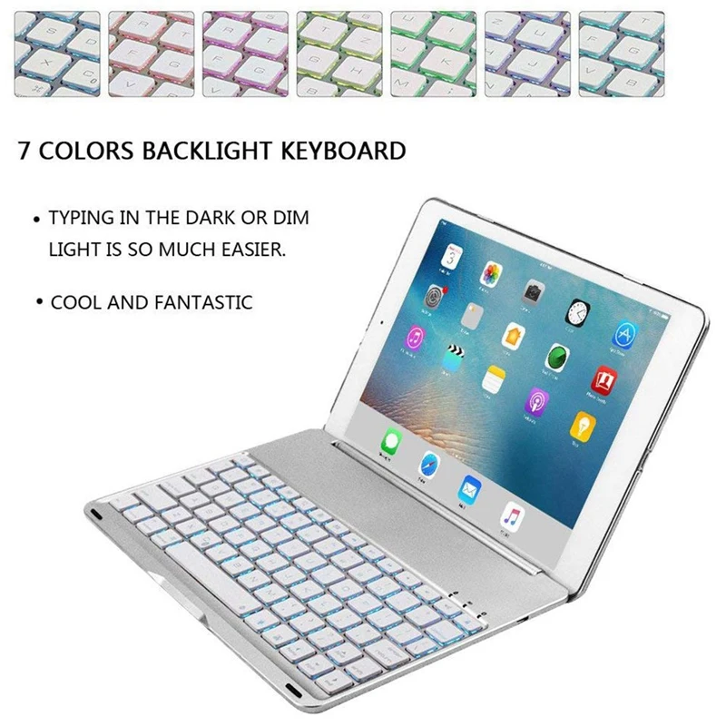 Клавиатура Чехол для iPad 9 7 дюймов 2018/2017 Air жесткий чехол с Цвета задней подсветкой