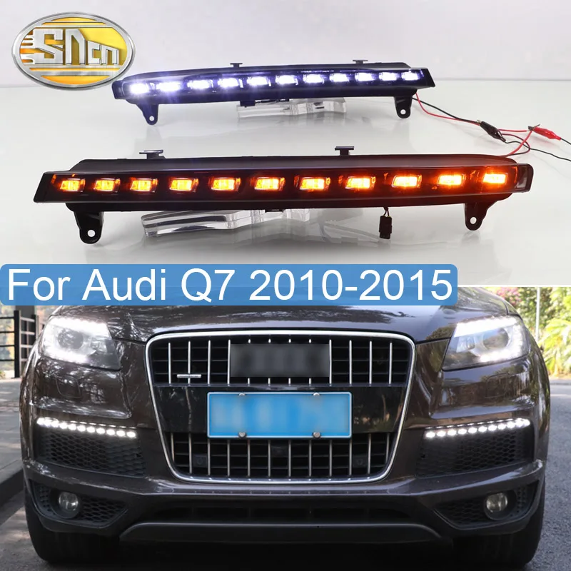 Светодиодный ДХО для Audi Q7 2010-2015 2 шт. динамический желтый указатель поворота
