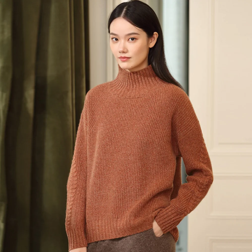 Yak hair wool sweater long sleeve full turtleneck top ladies korean knit green jumper for women turtle neck cashmere fashion new