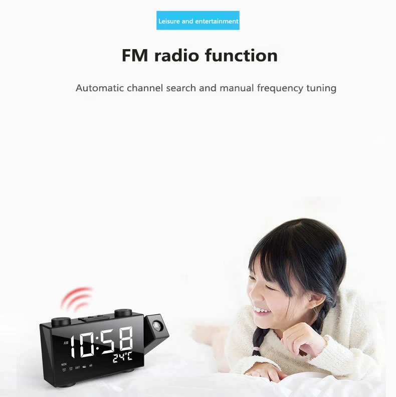 FM-радиоприемник светодиодный цифровой смарт-будильник часы с проекцией высокого