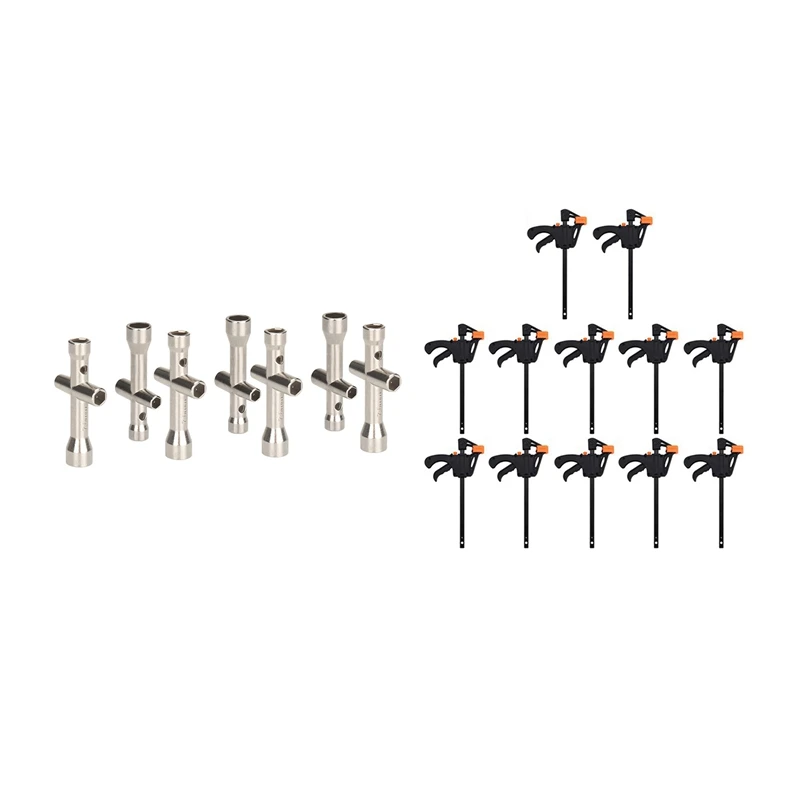 

7 шт. 6-точечный миниатюрный крестовой гаечный ключ M2/M2.5/M3/M4 гайка инструмент и 12 шт. 4-дюймовая деревообрабатывающая лента F-образный зажим