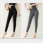 Брюки для тренировок на флисе, теплые штаны для фитнеса, облегающие штаны для йоги, регулируемые спортивные Леггинсы, однобортные дизайнерские Леггинсы для йоги, для спорта