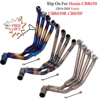 titanium alloy slip on for honda cbr650 cb650r cb650f cbr650f 2014 2020 motorcycle exhaust escape front middle link pipe 51mm