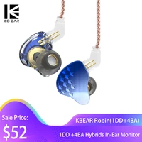 kbear robin hifi 1dd4ba hybrids in ear monitor earphones zinc alloy electroplated headphone earbuds headset upgrade kbear lark
