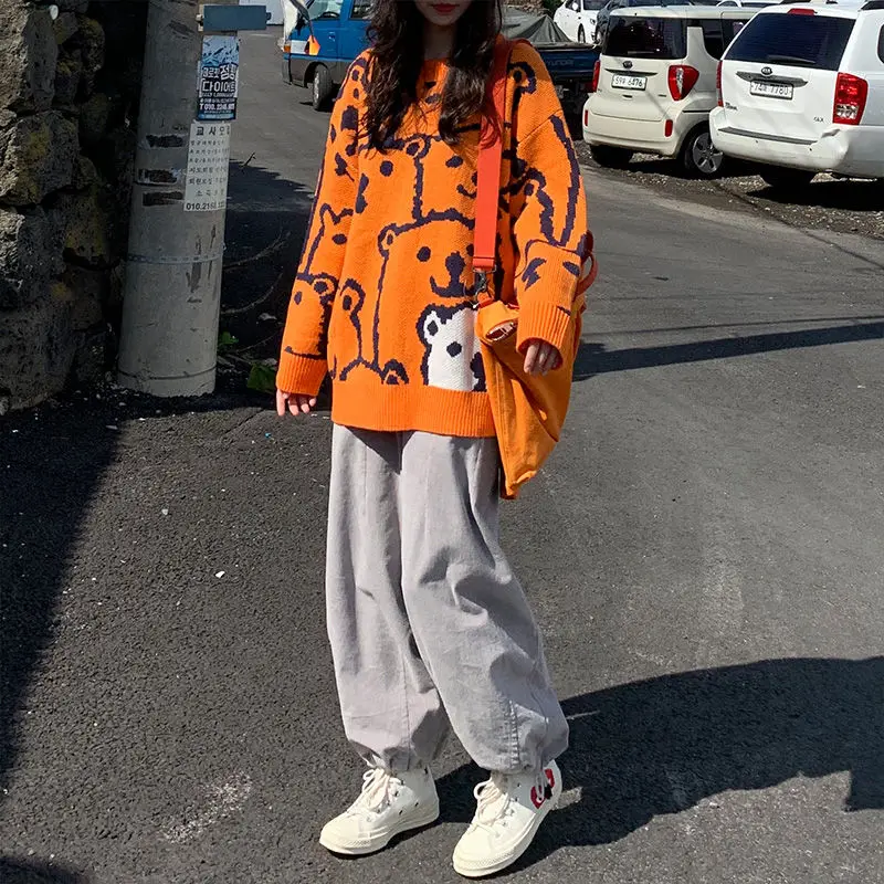 

Korean autumn and winter sweet Pullover Sweater women's loose long sleeve T-shirt student base coat