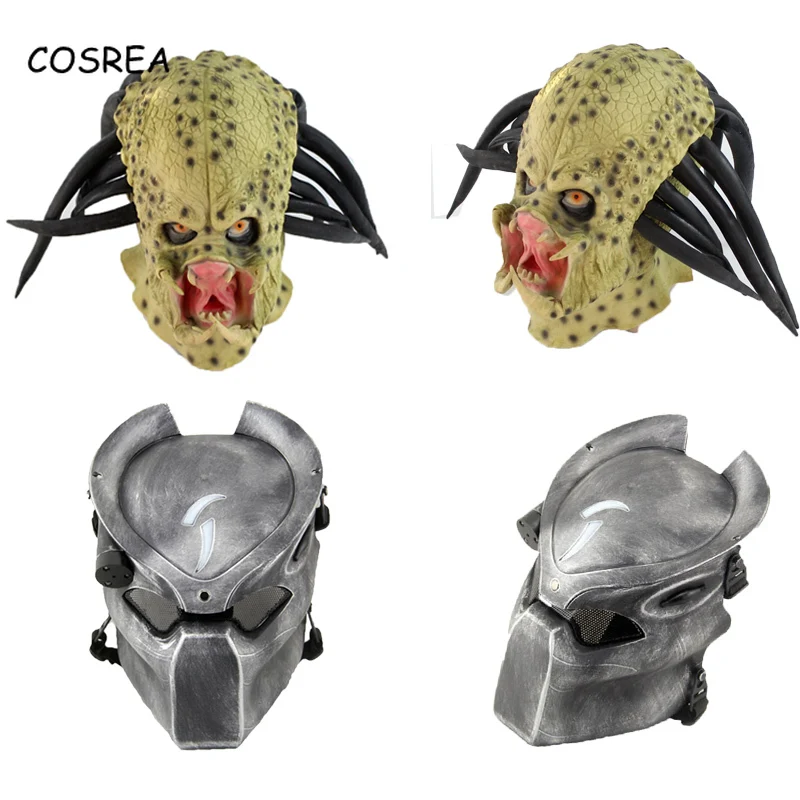 Косплей Костюм инопланетянина против хищника маска для взрослых Хэллоуин