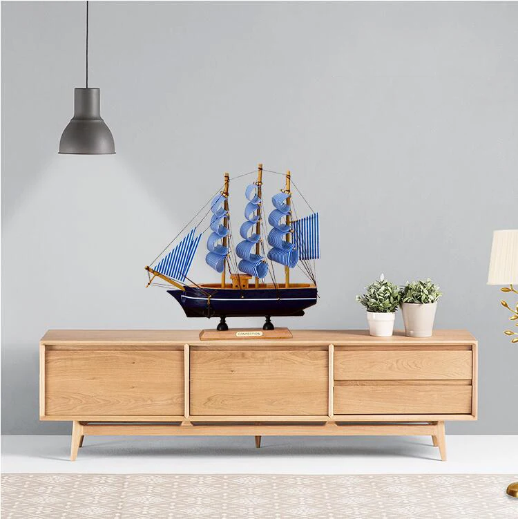 Фэншуй офис твердая древесина парусная лодка Модель Статуэтка для декора дома