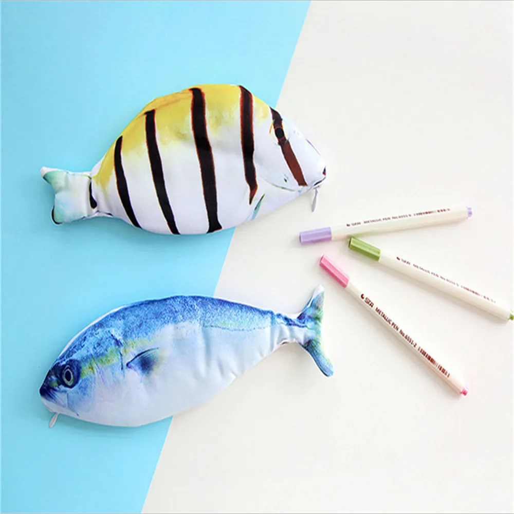 Креативный чехол для карандашей в форме рыбы милый корейский стиль тканевые