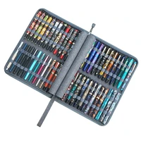 gray fountain pen case 48 slots canvas pen holder display pouch bag storage large capacity waterproof office business style