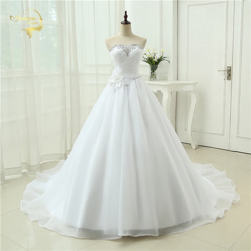 Новое Лучшее качество Vestido De Noiva Robe De Mariage ТРАПЕЦИЕВИДНОЕ свадебное платье из органзы Милое Свадебное платье с оборками 3399260