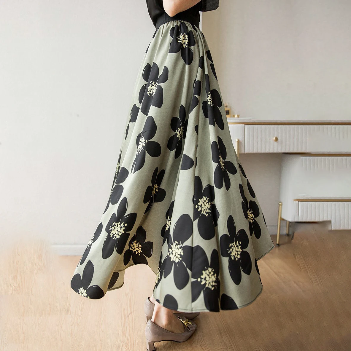 Свободная юбка с завышенной талией женская летняя 2021 воздушная обтягивающая