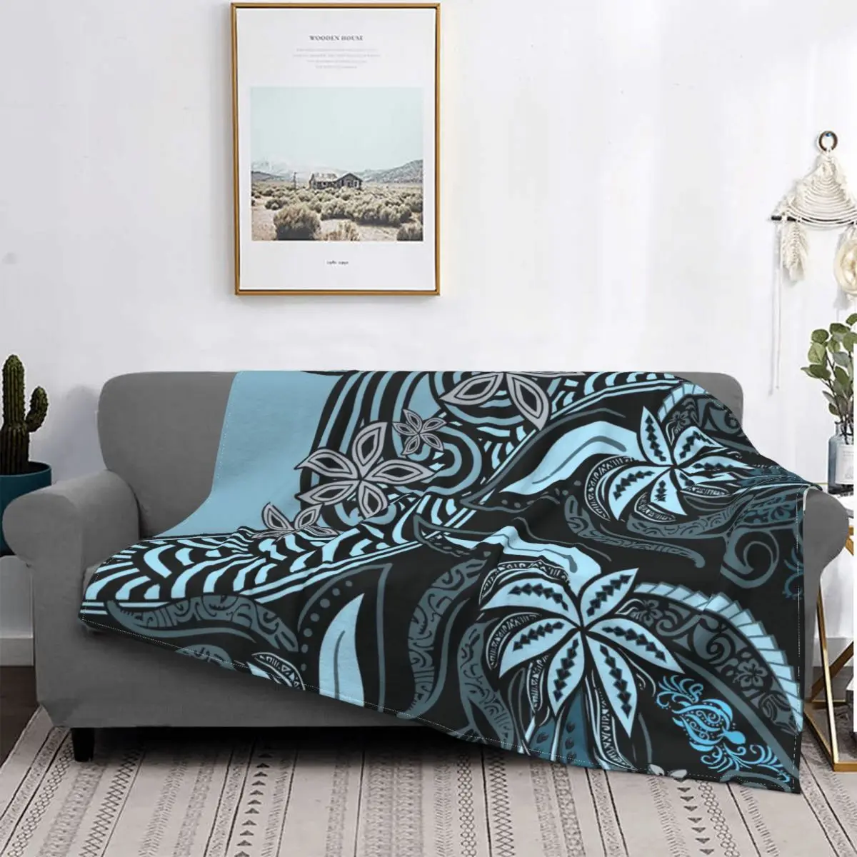 

Polynesian Blankets Coral Fleece Plush Print Tribal Breathable Ultra-Soft Throw Blanket for Home Couch Rug Piece