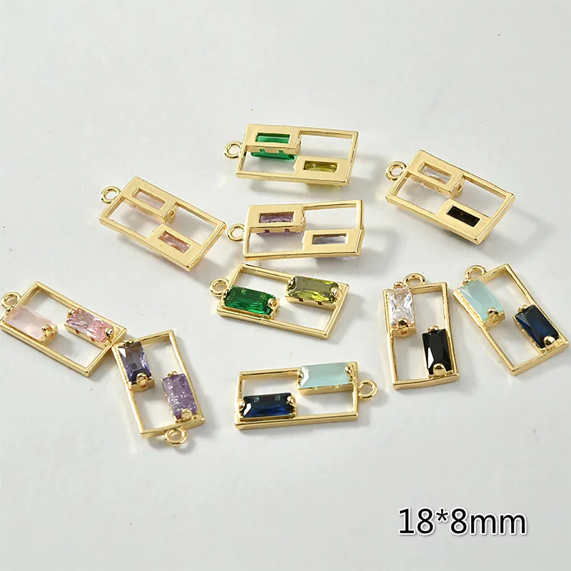 2 шт. циркониевые прямоугольные подвески из меди 18 К | Украшения и аксессуары