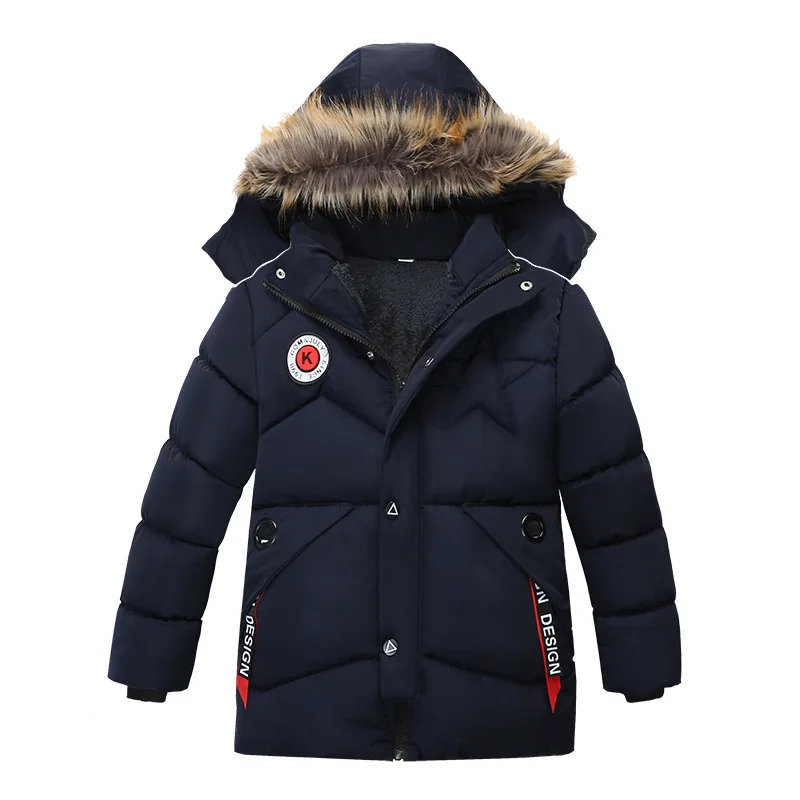 

Winter Thick Warm Velvet Child Long Coat Windproof Fur Baby Boys Snow Jackets Children Outerwear Kids Outfits 2-6 Years Old