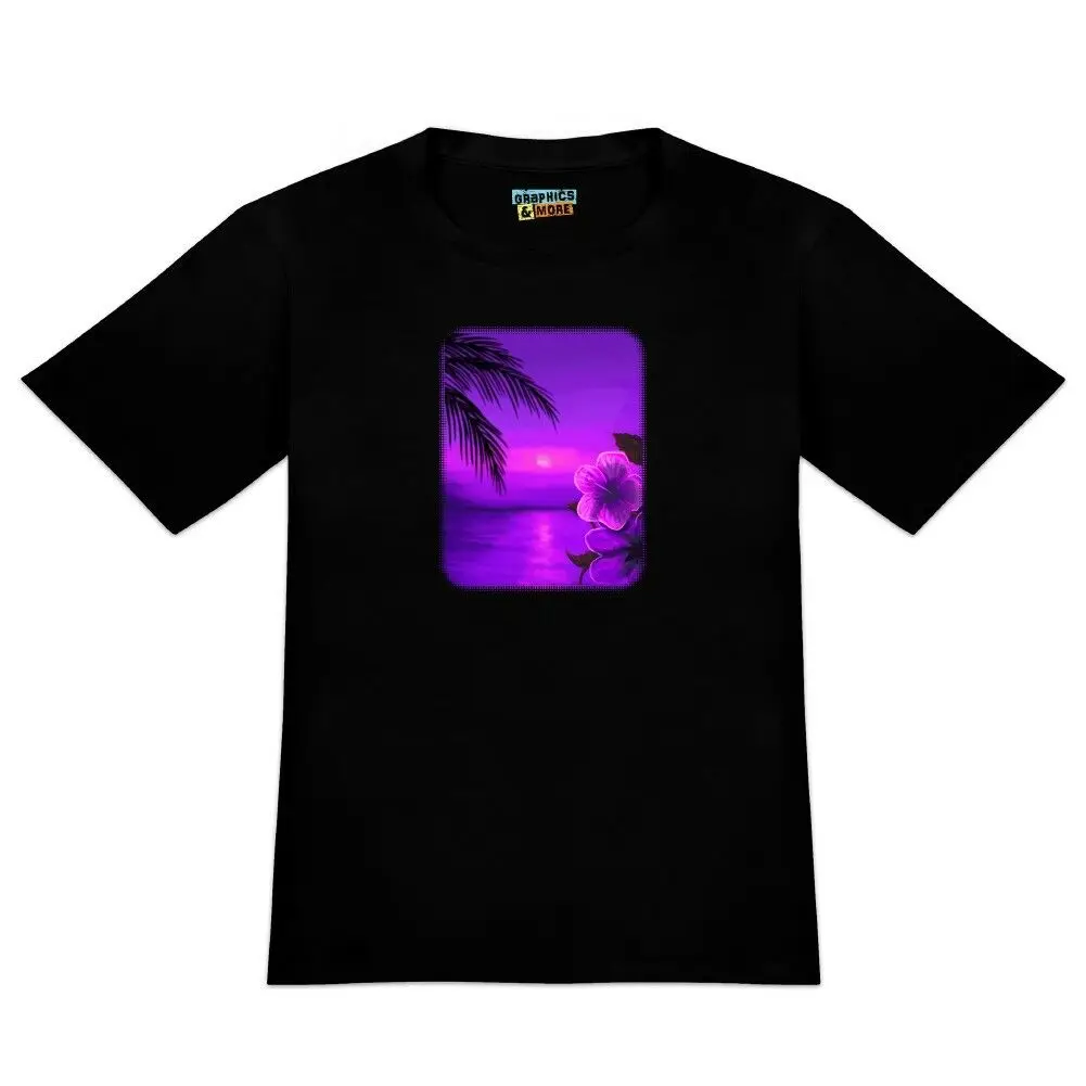 Beach Sunset Hibiscus Flower Hawaiian Purple Men's Novelty T-Shirt | Мужская одежда