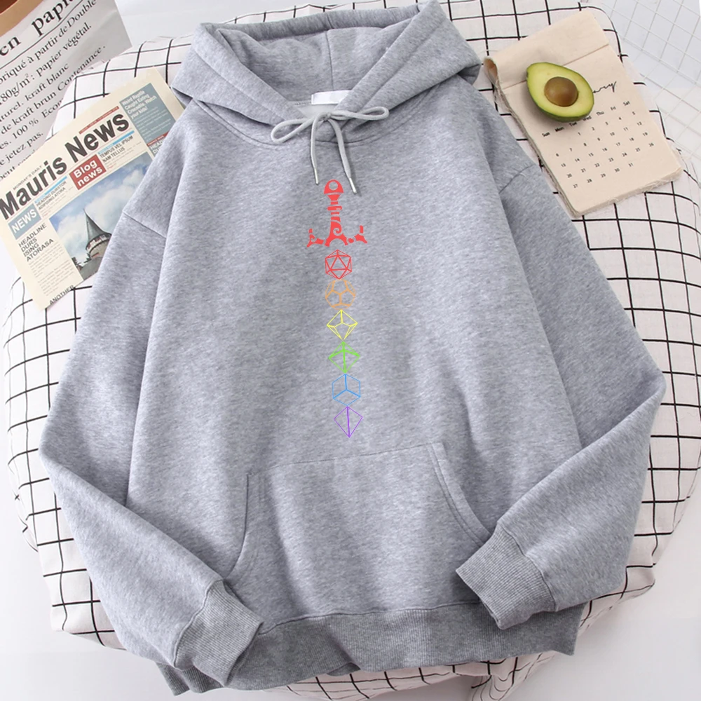 

New Gem Rainbow Dice Sword Print Male Hoodies Warm Casual Streetwear Thick Comfortable Sweatshirts Oversized Fleece Men Hoody