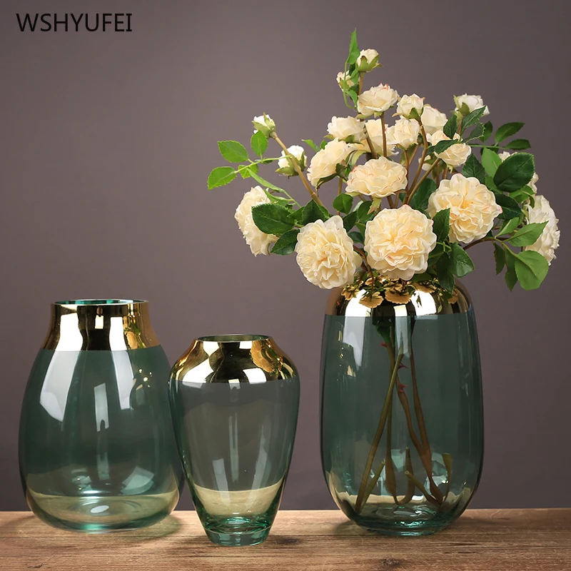 Светильник лая Роскошная золотая боковая стеклянная гидропонная ваза для дома