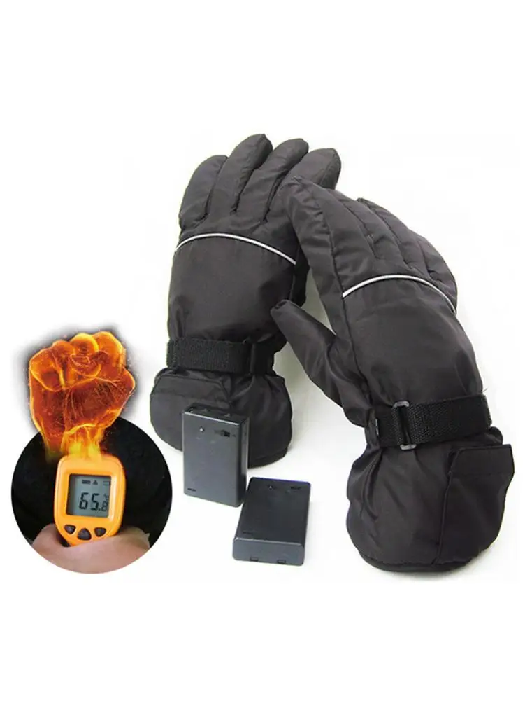 4,5 V Электрический перчатки Батарея коробка Питание Лыжный ветрозащитный хлопок обогревающие перчатки пять пальцев рук сзади нагрев В переменного тока, 50-60 градусов