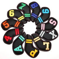 colorful number black pu leather golf iron head covers irons headovers 11 pcs set wedges covers 4 9 aspx