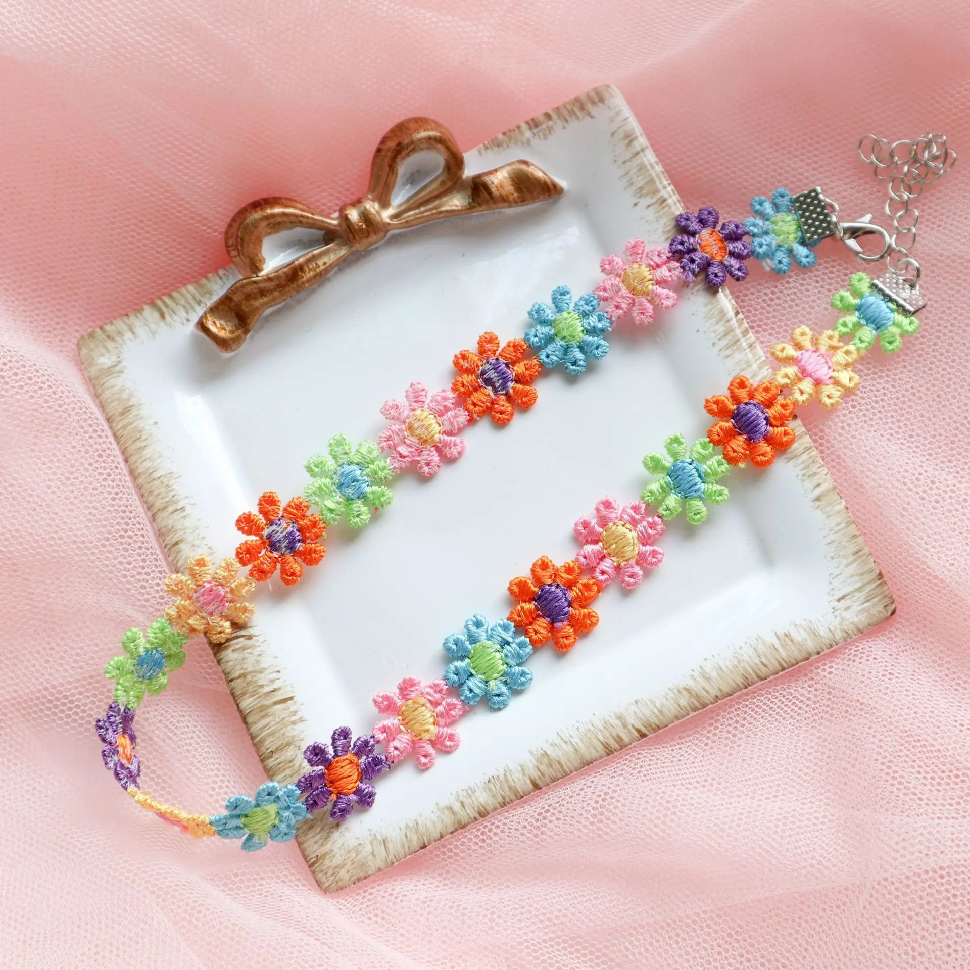 Kpop креативное Новое милое праздничное цветочное ожерелье модная трендовая