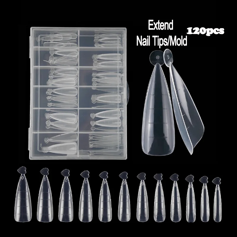 120pcs Quick Building False Nail Tips Mold Form Acrylic Extension System Fake Nails Art Builder UV Gel Manicure Tools - купить по