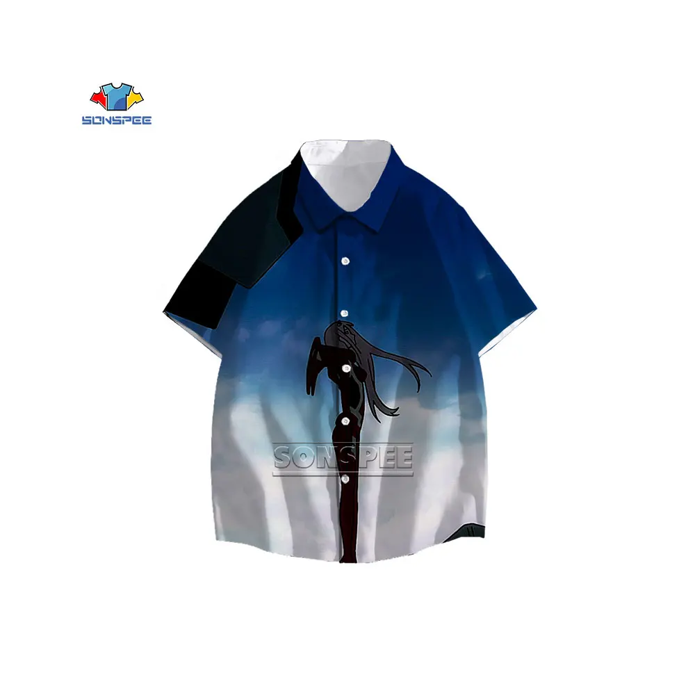 

SONSPEE Darling In The Franxx Anime Baseball Shirt Men's 3D Print Sleeve V-neck Women Baseball Cute Hip Hop Unisex Cardigan Top