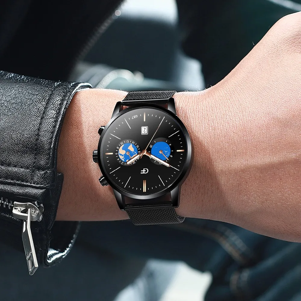 High-End Simple Calendar Men's Watch Quartz Stainless Steel reloj hombre men watch wrist montre homme 2019 gift Q4 | Наручные часы