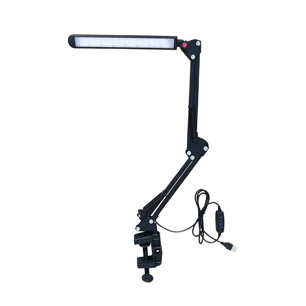 6 Вт регулируемый светодиодный офисная Настольная лампа с зажимом 3 уровня USB