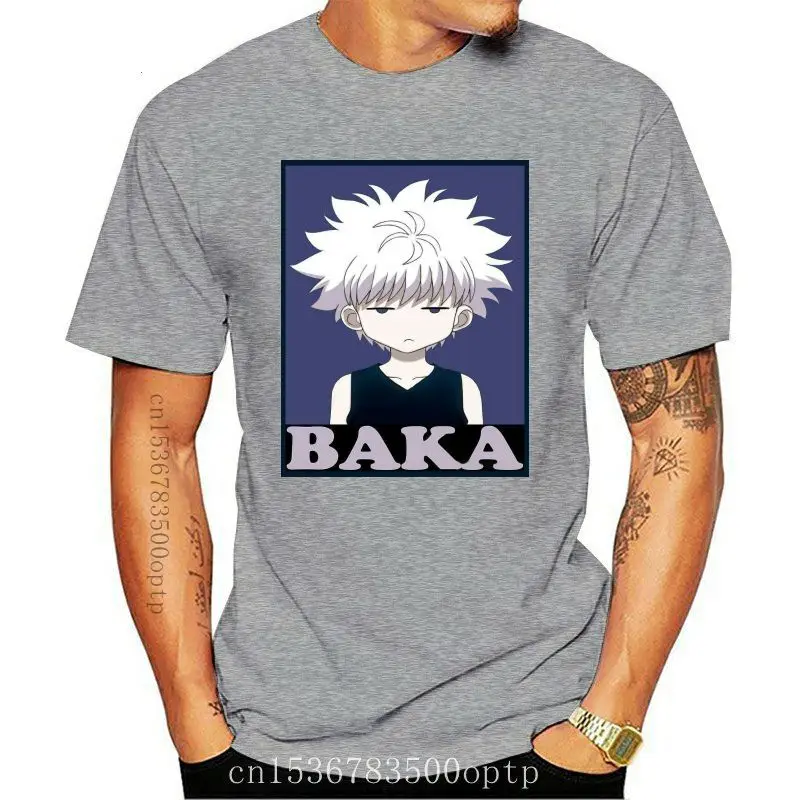 

Классические комиксные футболки Hunter X Hunter Killua Zoldyck Baka с круглым вырезом и коротким рукавом, классические футболки из чистого хлопка, мягкие ф...