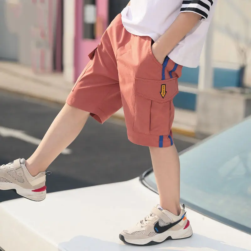 

Short Kids Boy Summer Children Shorts Beach Casual Striped Cotton Bottom Boys Sport Pant 120-170