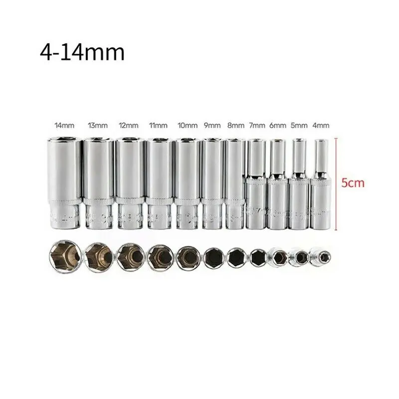 

4mm Deep sleeve 5mm 6mm 7mm 8mm 9mm 1/4 inch 10mm Drive 11mm 12mm Deep