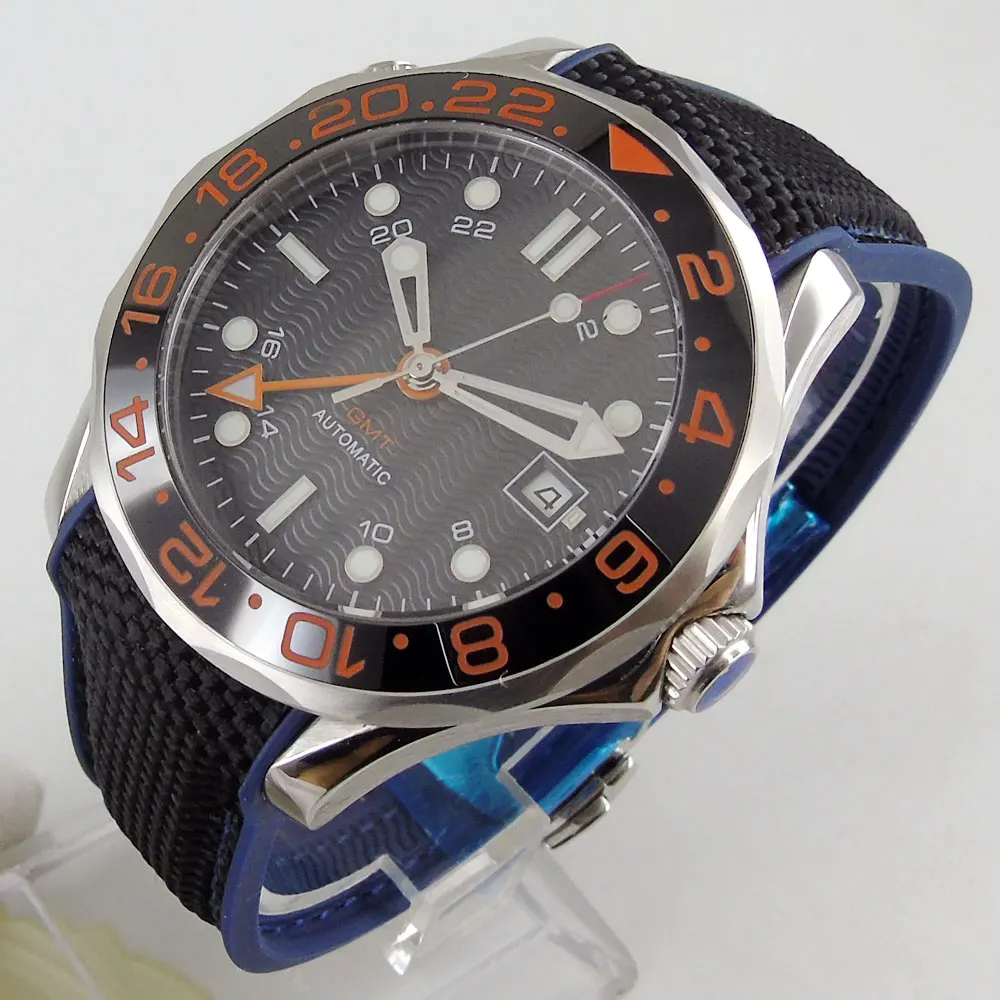 

Luxury 41mm Black Dial Sapphire Glass GMT Movement Automatic Luminous Ceramic Bezel Date Function Mechancial Men's Watch