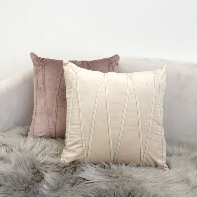 Простой бархатный плиссированный чехол для подушки 45x45 см|Наволочки| |