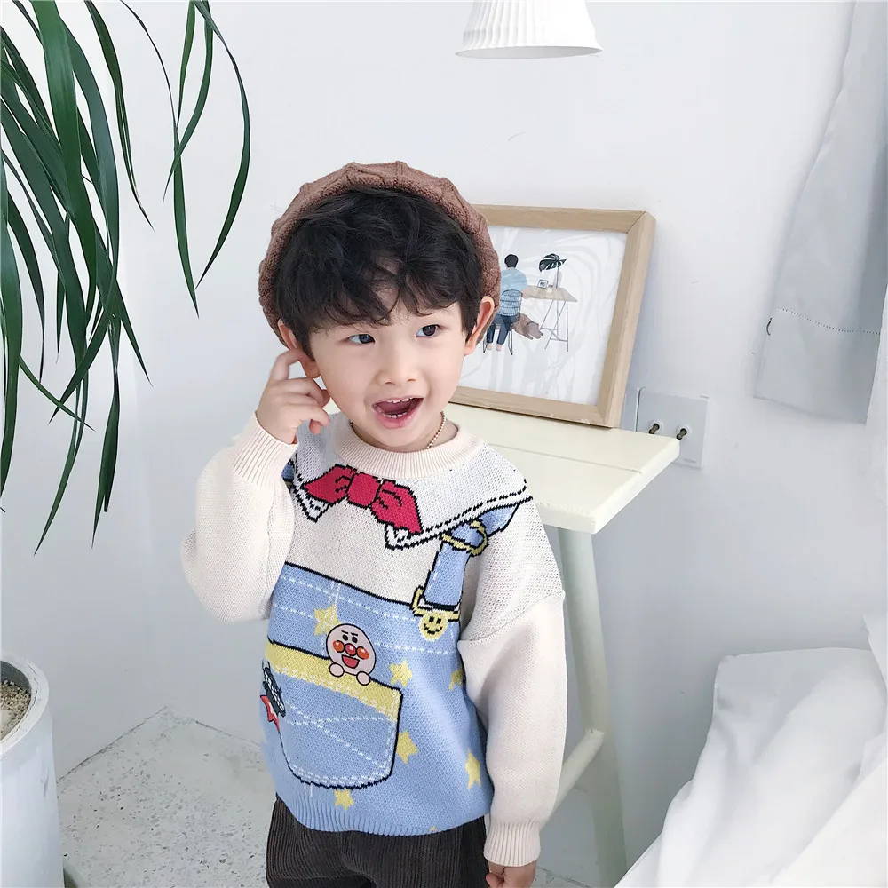 Tonytaobaby/осенне-зимняя одежда; новые детские хлопковые вязаные свитера с рисунком; Детский свитер