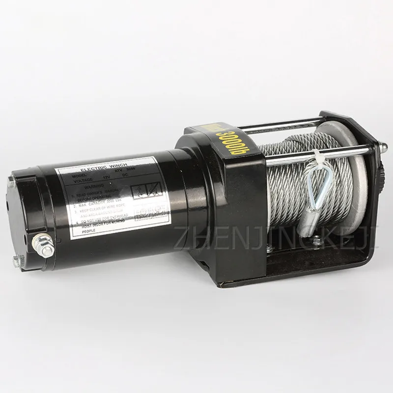 

Portable Vehicle-mounted Electric Winch Wire Rope Winch 3000 Pounds Mud Marsh Anchor Rescue Beach Stranded Outdoor Lifting Tools