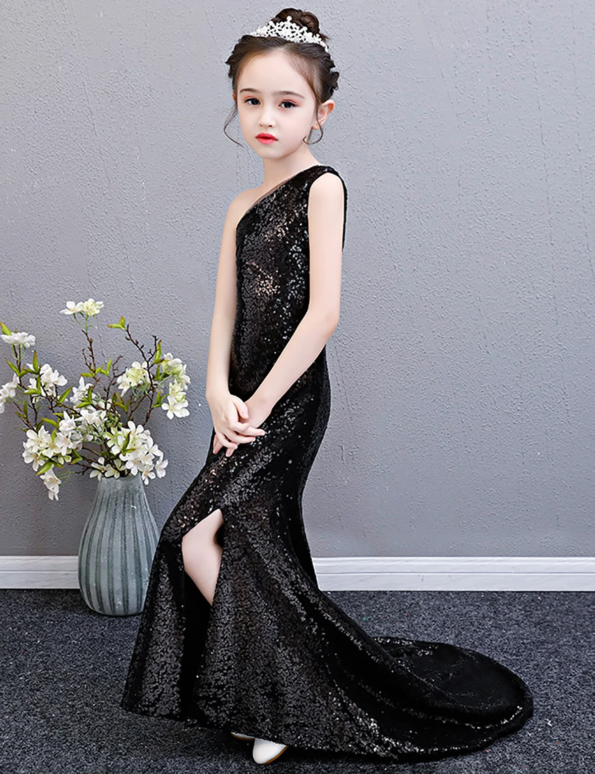 Платье с блестками и юбкой-годе для девочек-подростков винтажное благородное