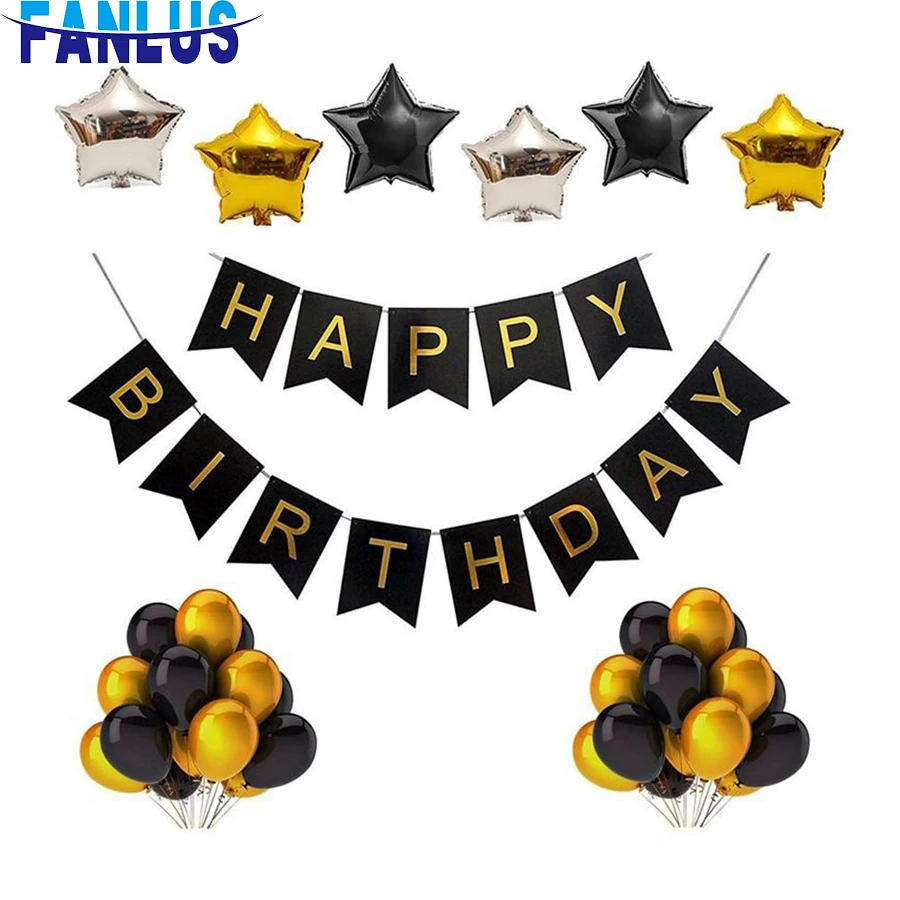 39 шт./компл. золотые латексные шары украшения для дня рождения вечеринки звезды