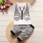 Комплект одежды для мальчиков BibiCola, летний спортивный костюм в клетку, 2 шт.